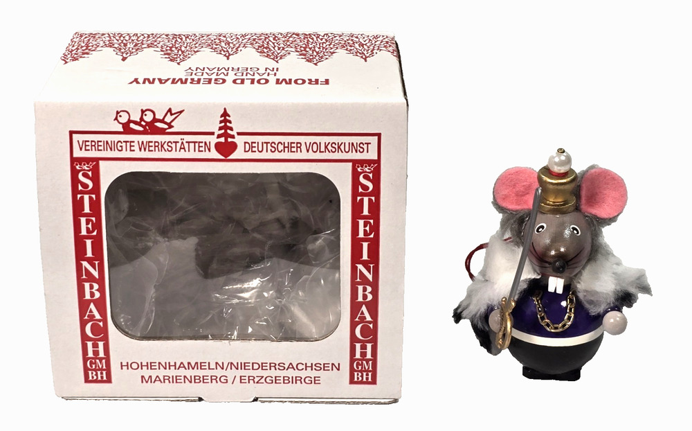 Steinbach Mouse King Nutcracker Christmas Wood Ornament Made in Germany With Box